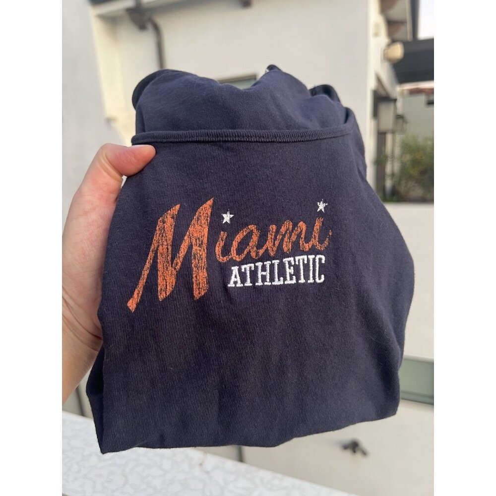 Vintage Y2K Old Navy blue Miami Athletics cap sleeve tshirt M retro casual